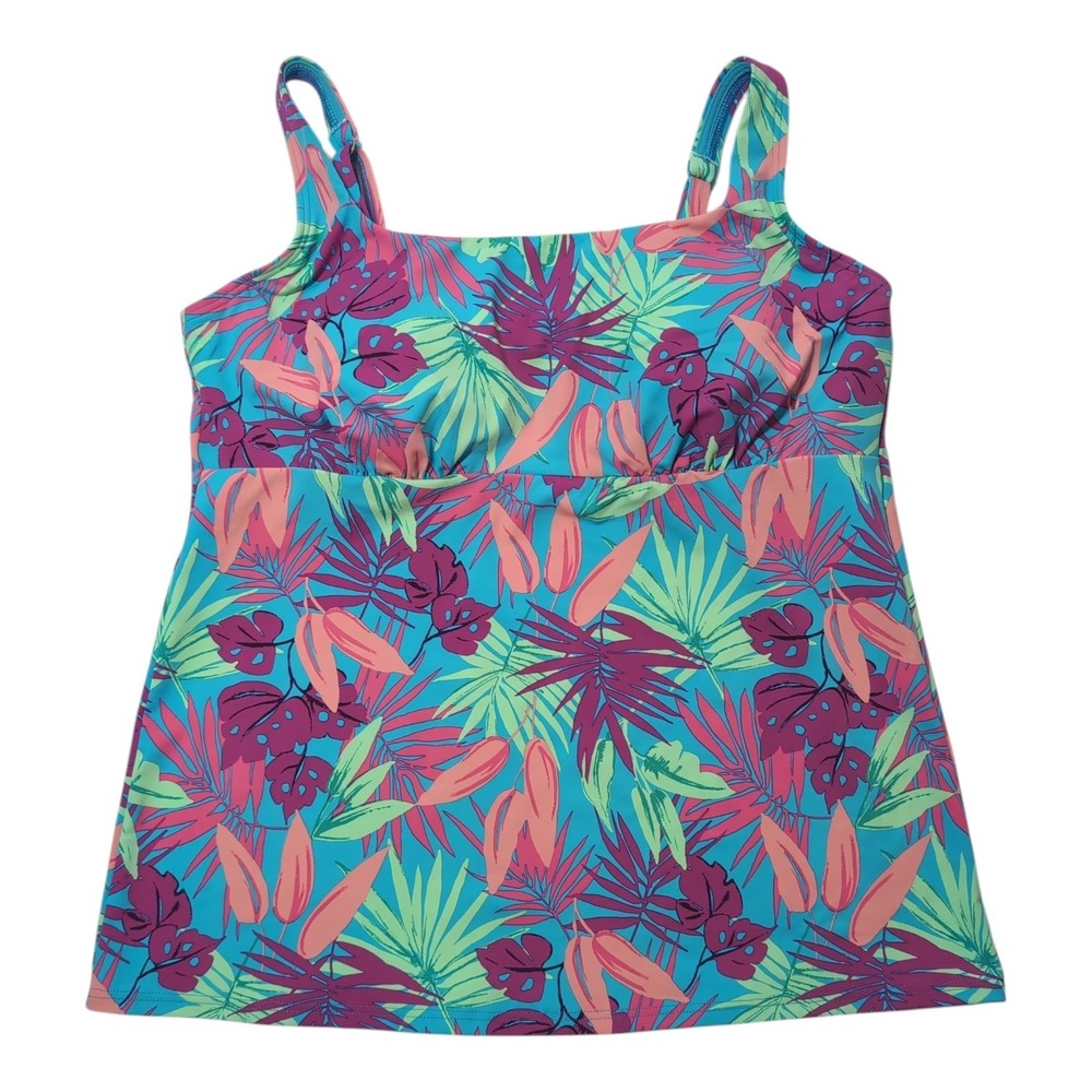 Lands' End Tankini Top Women 14 Tropical Vacation Beach‎ Pool Resort